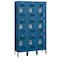 Salsbury Industries Wardrobe Locker, 45" W, 15" D, 78" H, (3) Wide, (9) Openings, Blue 83365BL-U - alternate 1